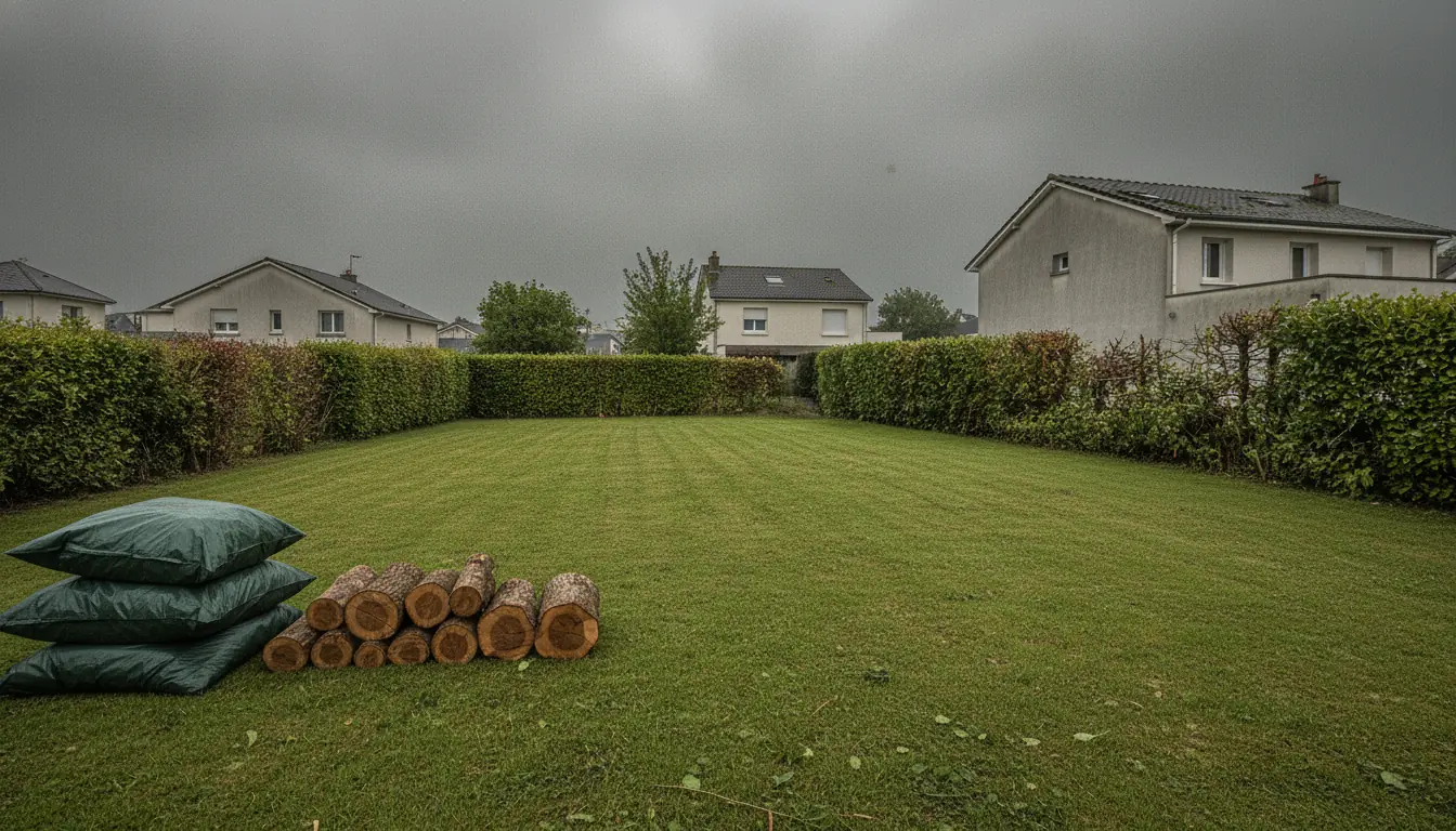 Jardin nettoyé et débarrassé des débris après abattage au Havre