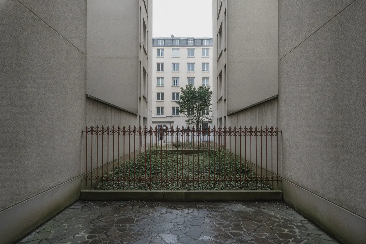 Cour étroite dégagée et sécurisée après retrait de l'arbre au Havre