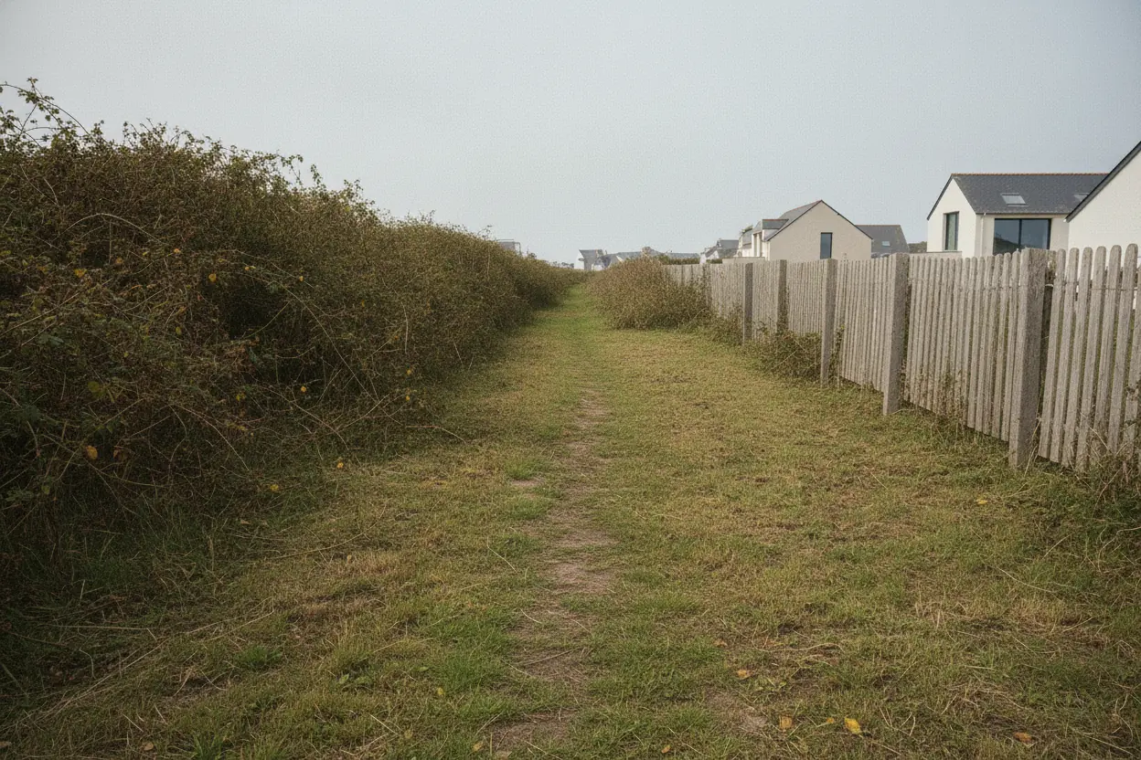 Chemin fauché et accès rétabli après débroussaillage à Octeville-sur-Mer